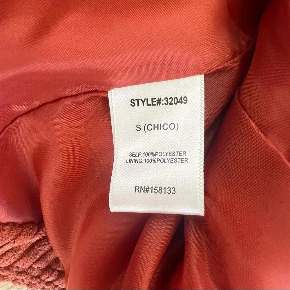 Staccato On the Go Corduroy Dark Orange Puffer Vest Zip Snap Front Size Small - Picture 12 of 13